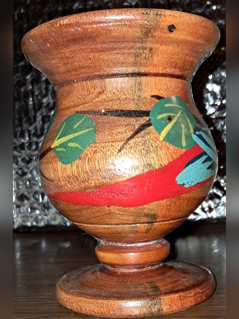 WOOD VASE Hand Painted, PUERTO RICO - Picture 5 of 8
